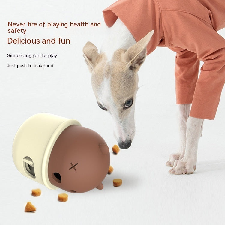Natural rubber toy ball with leakage food feeder